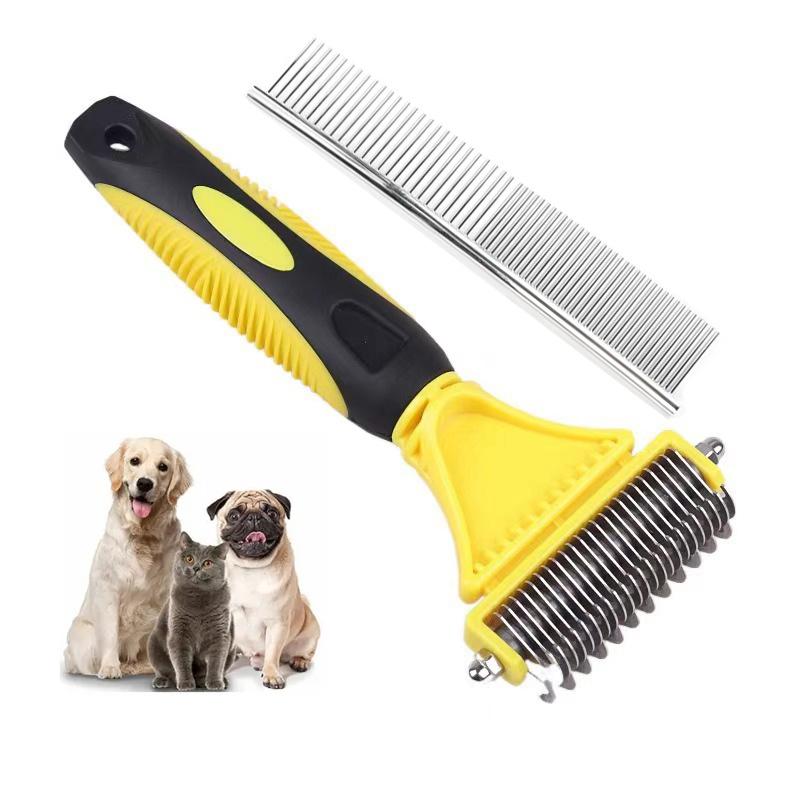 

Професійна домашня собака Котяча гребінець щітка для дематування підшерстя Гребінець гребінець Гребінець Граблі A set of pet combs-2PCS фіолетовий