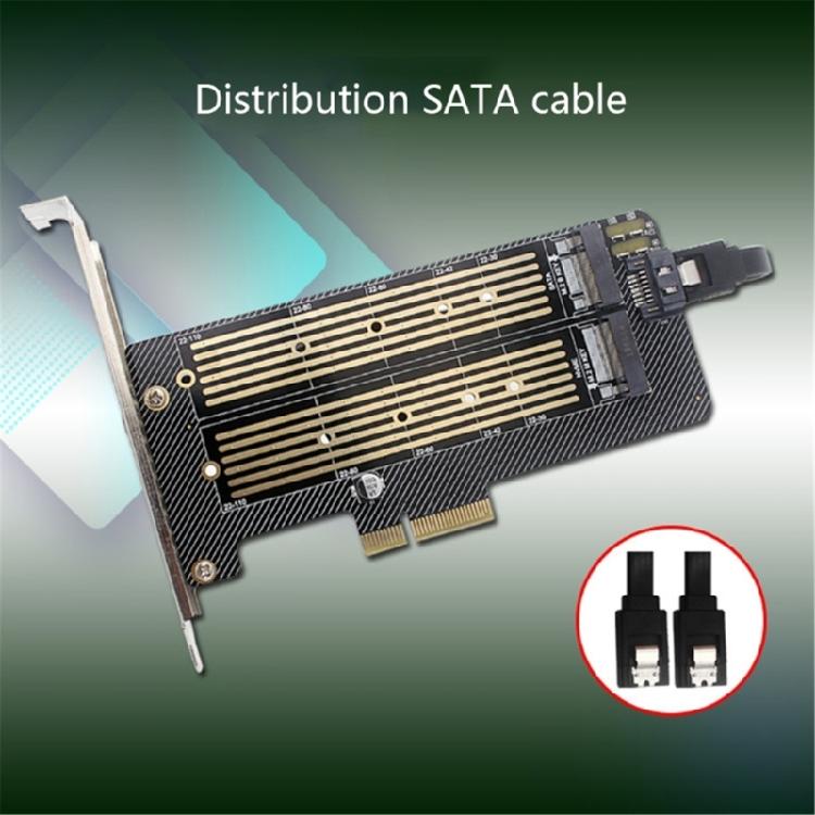 M.2 NVME Accelerator-kort Dubbla SSD-enheter till PCIE-adapterkort Stöder M+B-nyckel SSD-enheter till PCIE-omvandlare NVME-adapterkort