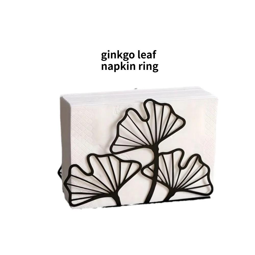 1PCS Tissue Holder C Metal Ginkgo Leaf Napkin HolderFor Restaurant Hotel Cafe Dining Table Vertical Square Towel Paper Holder Base