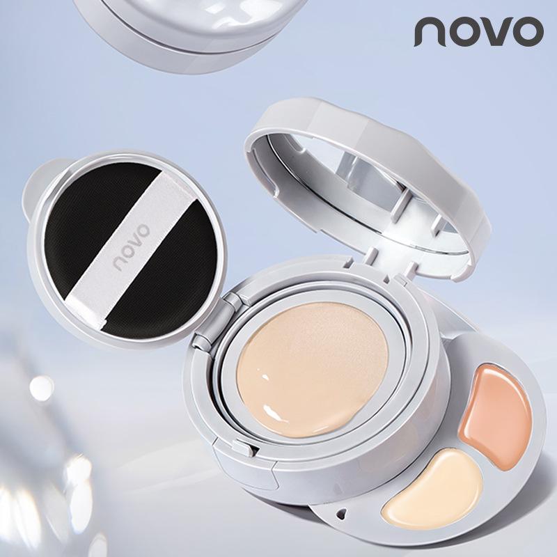 NOVO Cloud Fat Cream Glow Cushion Foundation & Concealer: Langanhaltend, Wasserdicht, Schweißfest, Weichzeichner-Effekt, Wischfest.