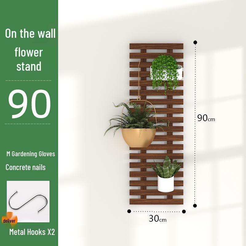 Balcony Solid Wood Hanging Flower Rack - Indoor Wall Decor for Plants