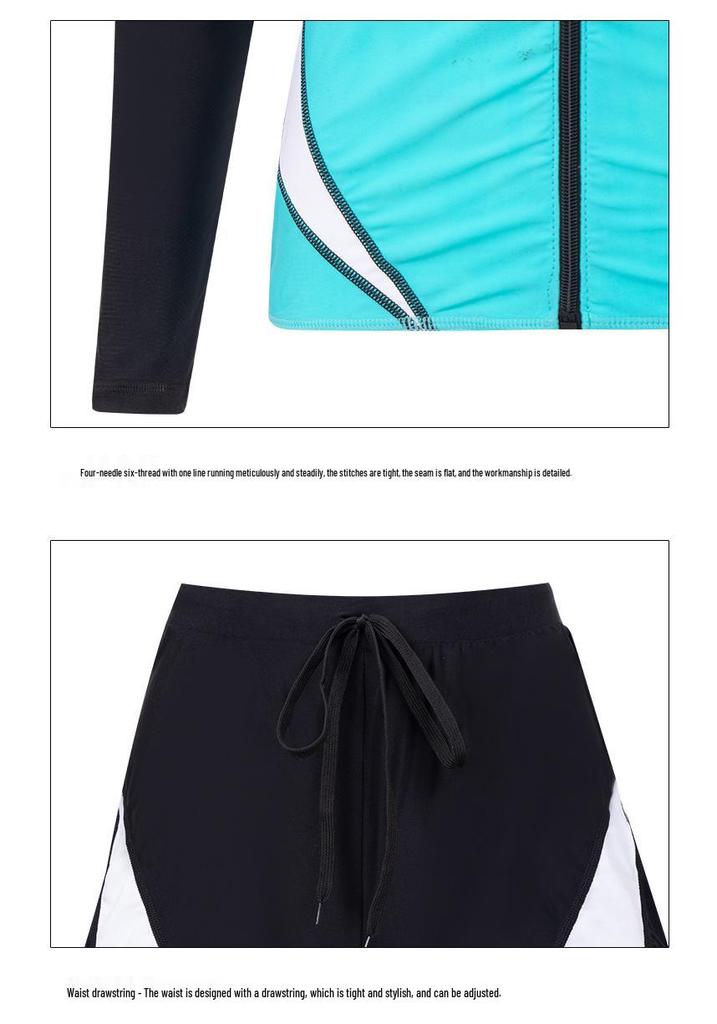 Muta da surf e snorkeling a due pezzi da donna con maniche lunghe, effetto medusa - Disponibile in taglie forti