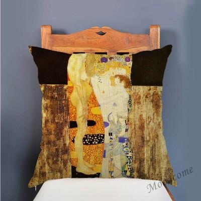 Gold Luxury Decorative Oil Painting Home Decorative Pillow Case Cover Gustav Klimt Gallery Collection Sofa Chair Cushion Cover