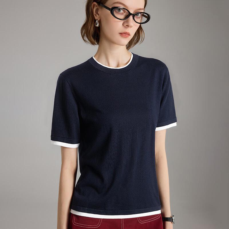 Wudao Women s 100% Lyocell Tencel Color-block T-shirt M