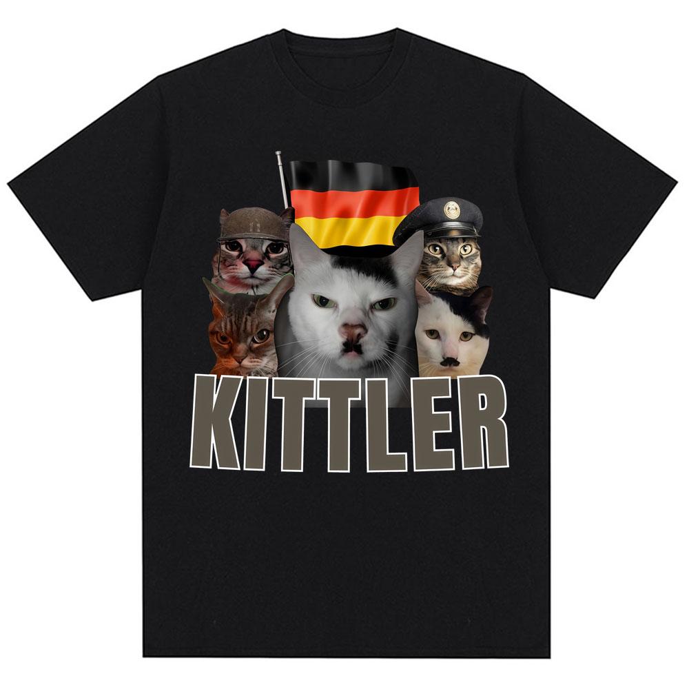 Fuuny Kittler - Vtipná meme kočka Pánská a dámská trička Roztomilá módní trička s kulatým výstřihem Extra velká bavlněná streetwear.