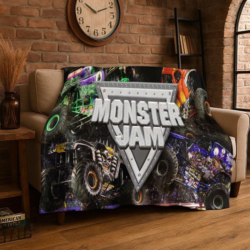 Cartoon Monster Truck Monster Jam Soft Flannel Throw Blanket,Warm Cozy Blanket for Bed,Couch,Sofa,Bedroom,Living Room,Travel