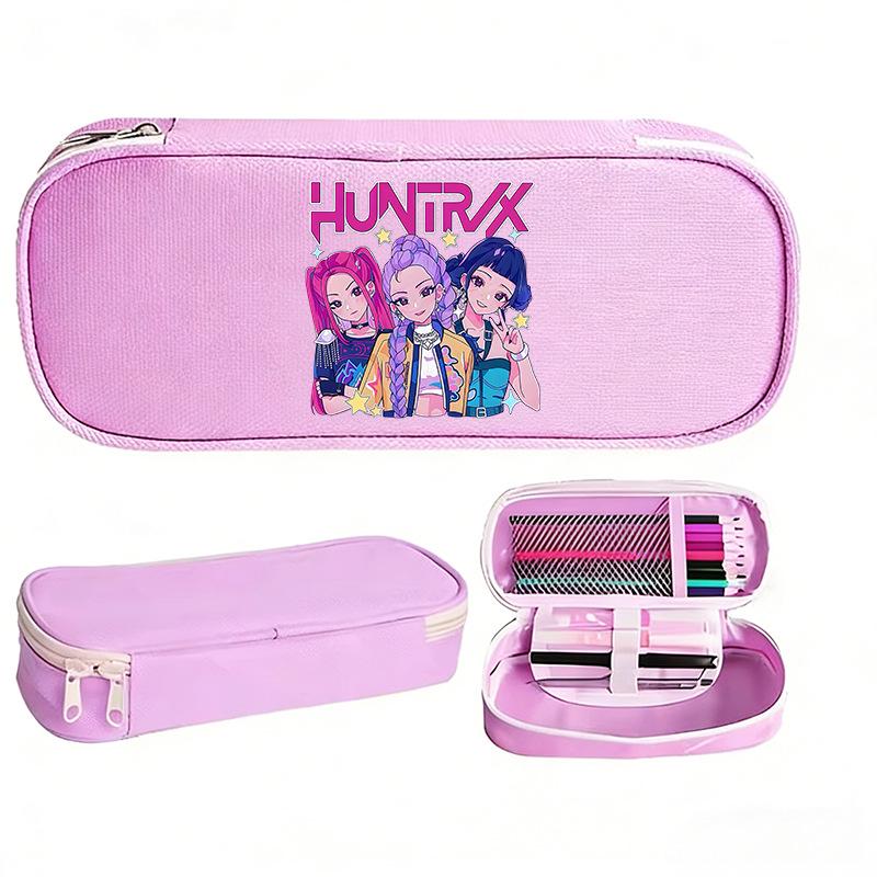 K-pop Demon Hunter Girl Group Pencil Case - Korean Style, Multi-functional Oxford Cloth Stationery Box for Junior & High School Students