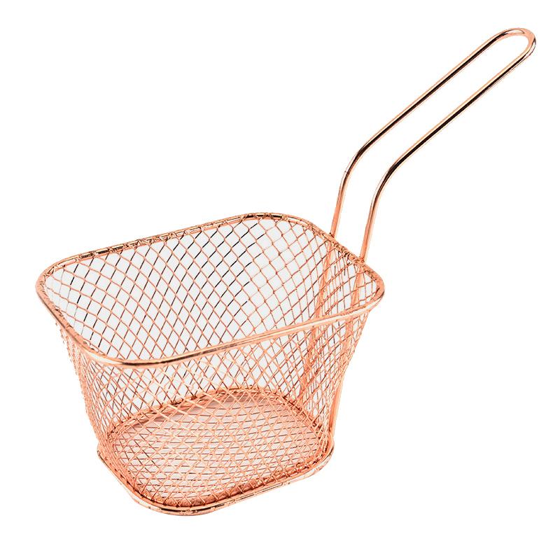 1Pc Stainless Steel Frying Basket Multifunctional Mini French Fries Frying Basket Creative Square Oil Separated Frying Basket