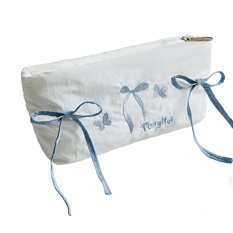 1pc Bow Pencil Case Large Capacity Pencil Organizer Makeup Bag Stationery Storage Box School Supplies Multiple Colors