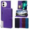 PU Leather Flip Wallet Phone Case for Vivo V30e 5G Litchi Texture Card Holder Kickstand Wrist Strap Protective Cover
