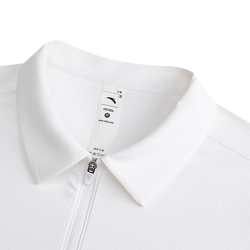 Anta Training Knitted Short Sleeve Polo Shirt Summer T-Shirt Women tops Snow-White 962627110-4