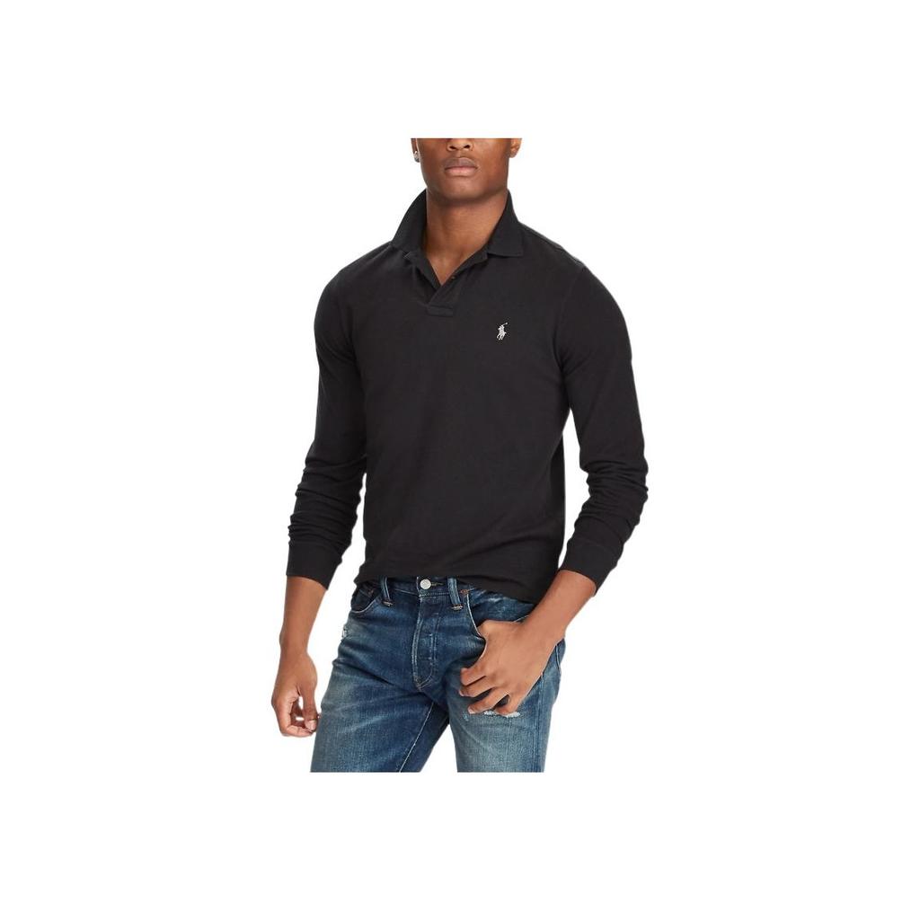 Polo Ralph Lauren Classic Solid Color Cotton Long Sleeve Polo Shirt Men tops Black MNPOKNI16820115-001