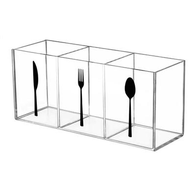 Clear Acrylic Cutlery Storage Organizer,  3 Section Tableware Plastic Holder for Kitchen Indoor Outdoor Decoration Supplies