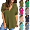 Women V Neck Short Sleeve Blouse Relaxed Fit Lightweight Summer Top Casual Loose Fit Shirt for Daily Wear Office and Travel