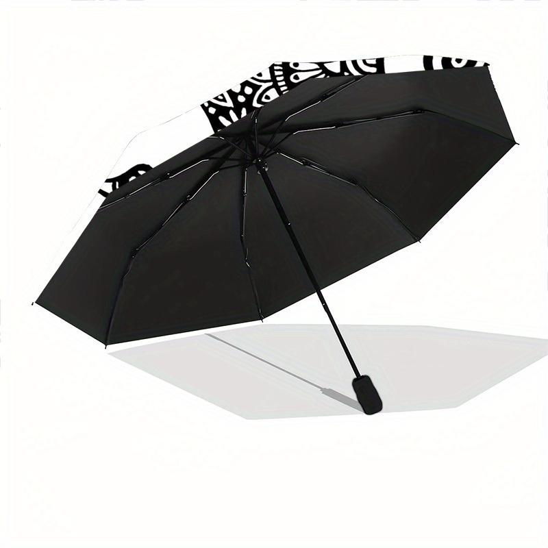1pc Cat Mandala Art Automatic Open/Close Umbrella, Umbrella with Cartoon Design, Portable Compact Umbrella for Men & Women, Good Holiday Gif