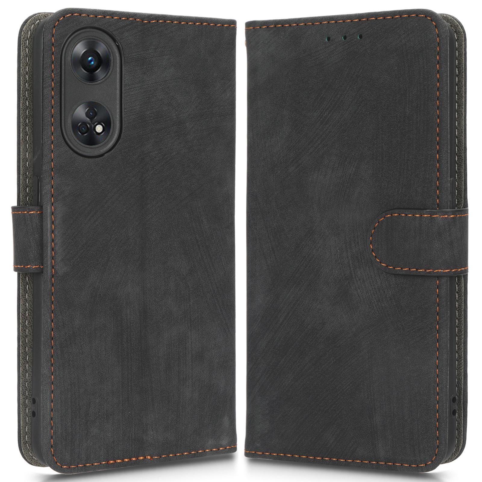 

Кожаный чехол для телефона Oppo Reno8 T 4G, подставка для телефона, кошелек с RFID-блокировкой Black