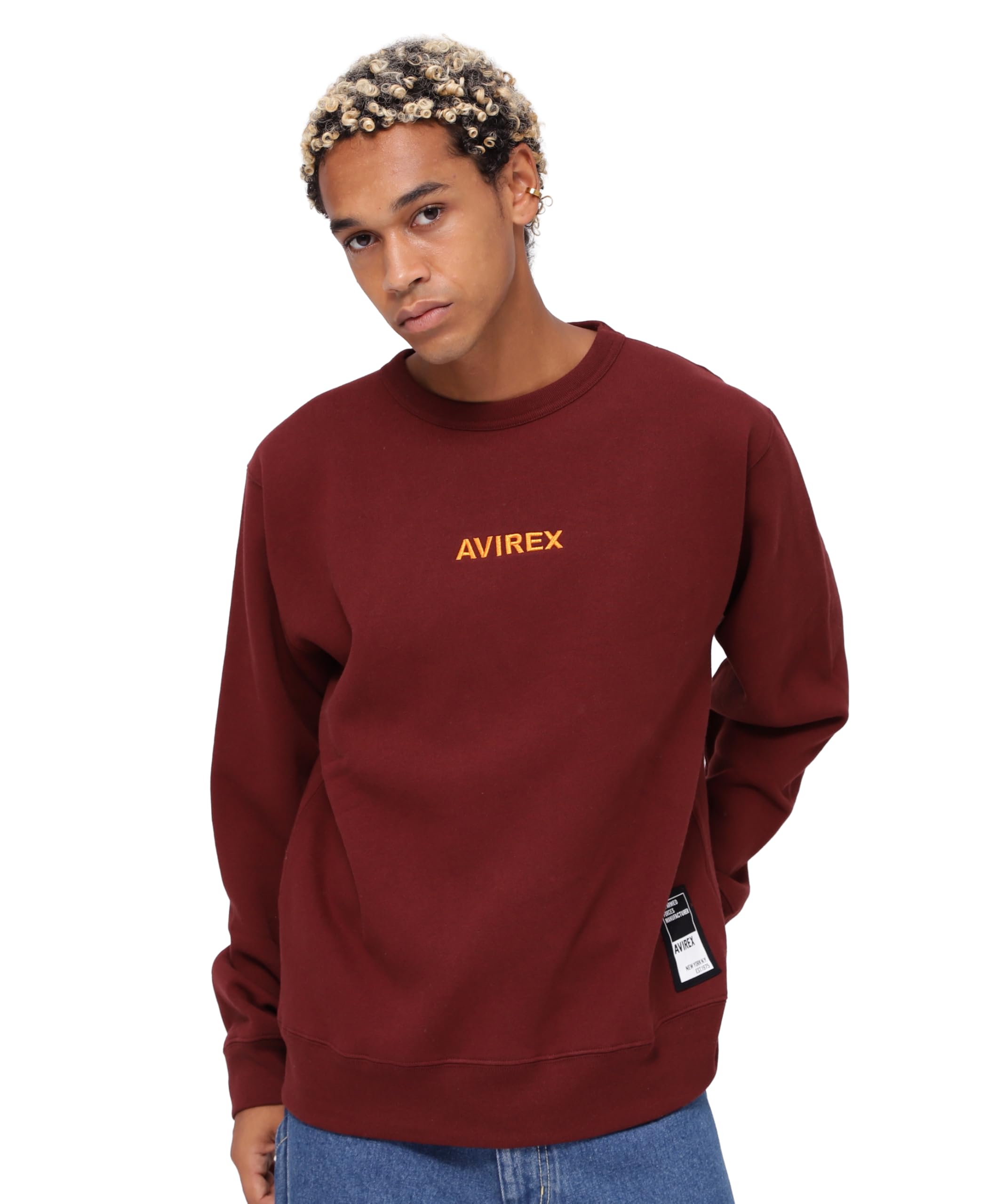 

AVIREX A-STAR LOGO CREW SWEAT (WEB&DEPOT Exclusive) men s L 415 burgundy 783-4932006