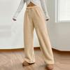 Women's Fashion Plush Casual Pants Solid Color Loose Comfortable Plush Warm Trousers