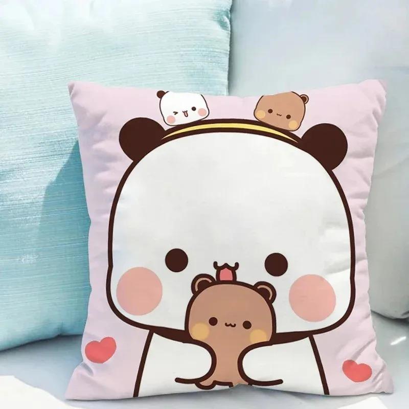Bubu Dudu Cartoon Bear Pillow Cover 45X45Cm - Cute Kids Bedroom Decor, Soft Plush Sofa Pillow Case For Living Room
