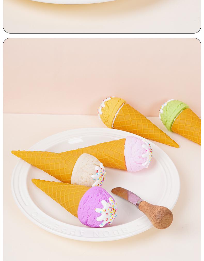 Handcrafted Realistic Ice Cream Ball Display Prop - Macaron Color Cone Toy