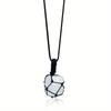 Amethyst Net Bag Pendant Necklace with Irregular Agate Stone Sweater Chain