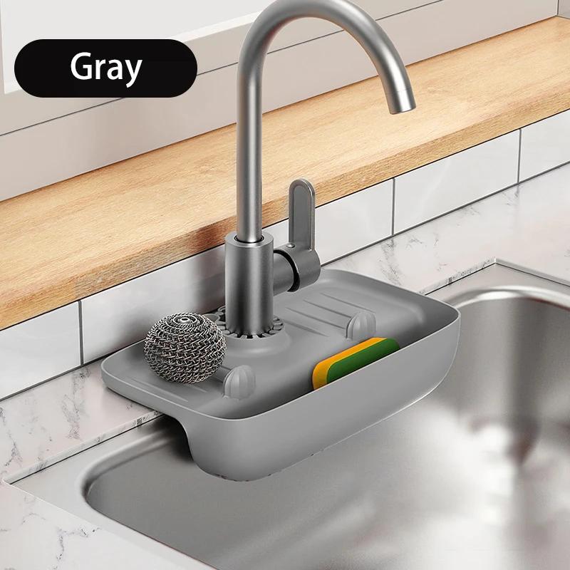 Faucet Splash Proof Drain Rack Sink Drainage Mat Rubber Anti Slip Countertop Pad Kitchen Cloth Sponge Wipe Drain Storage Rack