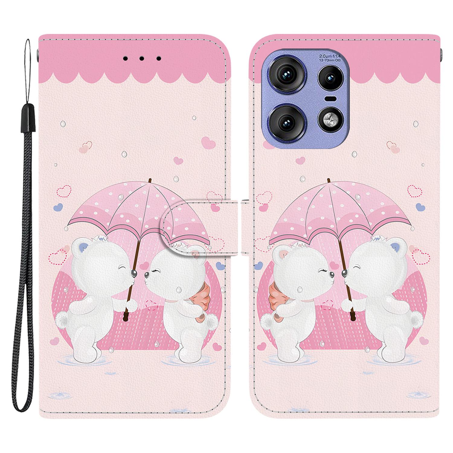 

For Motorola Edge 50 Pro 5G Case Pattern Printing Anti-Drop Leather Flip Wallet Phone Cover with Lanyard C