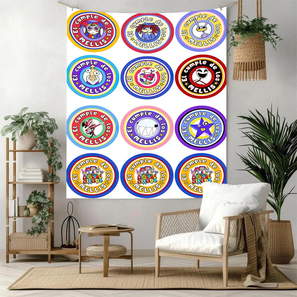 Digital Circus Wall Decor Tapestry Art For Pet Memorial Birthdaywedding Party Backdrop Family Gift