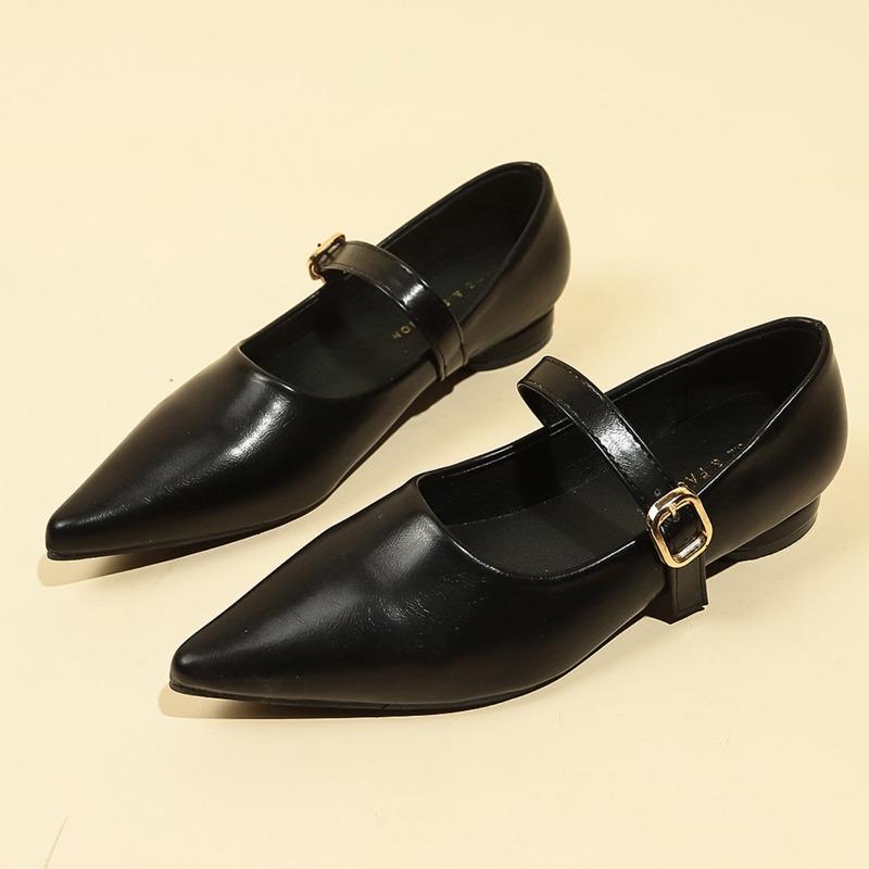 Fashion Ladies Shoes 2025 Mary Janes Women's High Heels Pointed Toe Shallow Low Heel Buckle Strap Pumps Plus Size Retro Office & Daily