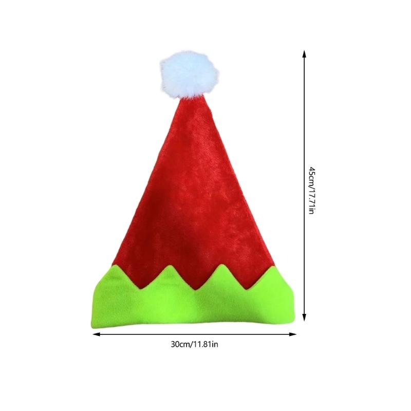 Christmas Holiday Cosplay Elf Hat Plush Party Cap with Pointed Top Jagged Brim Furry Tip Accent for Gatherings and Travel