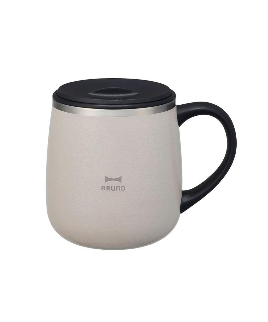 BRUNO Stainless Steel Mug with Lid, Short, 320ml, Insulates Hot and Cold Drinks, Double-Layered Vacuum Wall, Perfect for Remote Work, Camping, and