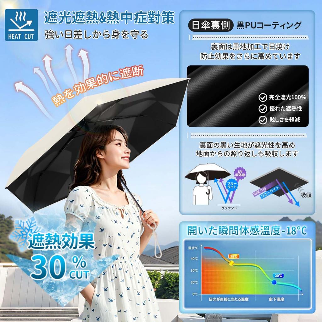 DSDCDJ Folds in 3 Sun UV Cut Light Complete Sun Heat Automatic Opening and 6 Folding UV Heatstroke Sunburn Water Suitable for Sunny and Rainy Comes