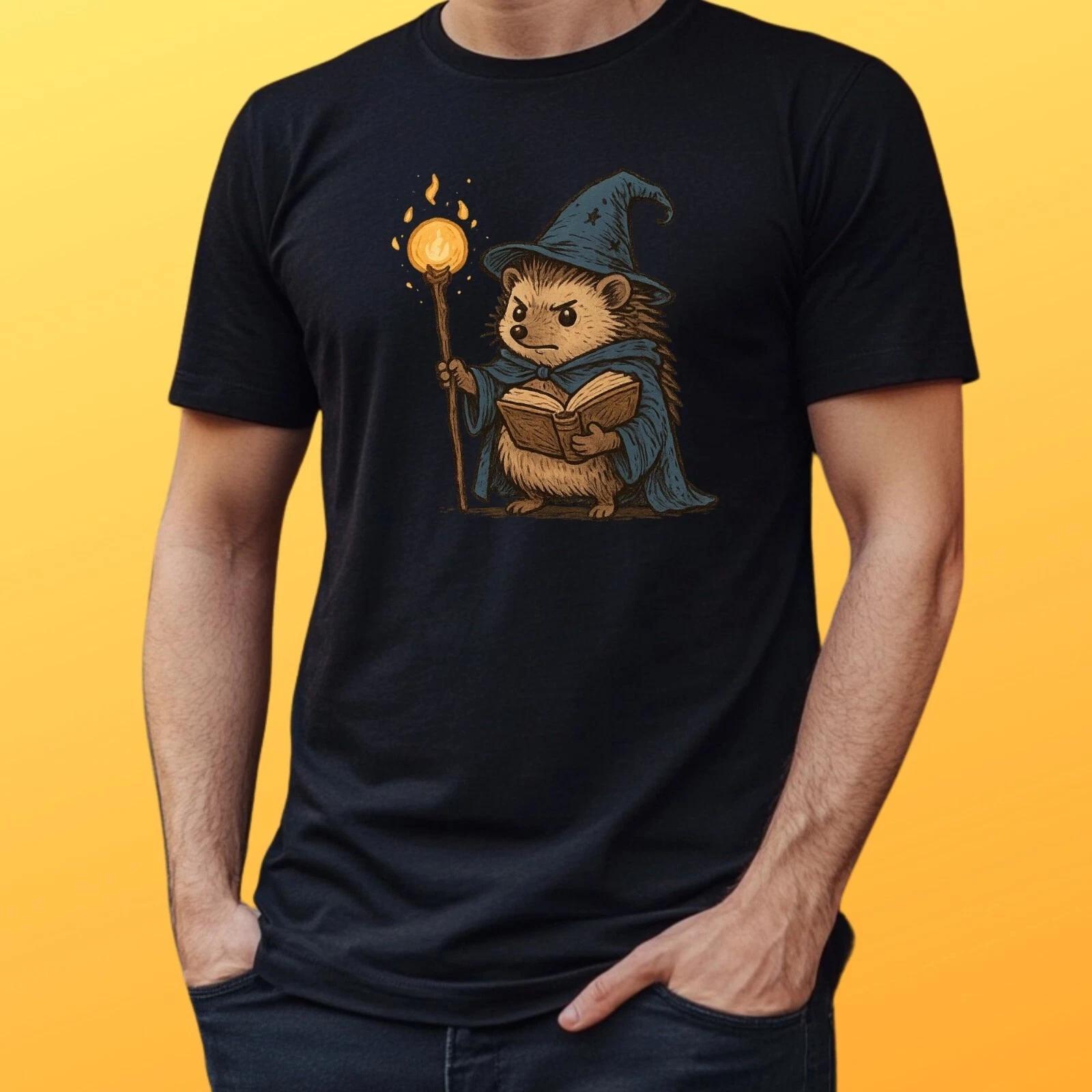 T-Shirt Herren Igel Zauberer Motiv Baumwolle Größe S bis 5XL L