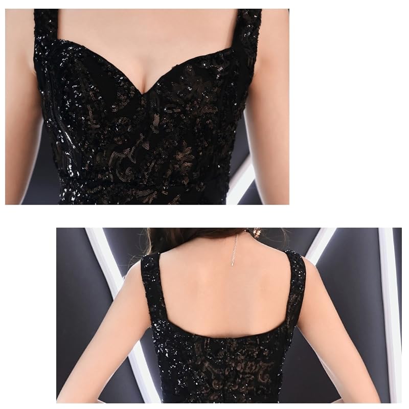 Mermaid Color Party Sequined [88flix] Dress, Black, Dress, Dress, After-Party, Wedding, Recital, Figure-Flatting, Formal, (M)