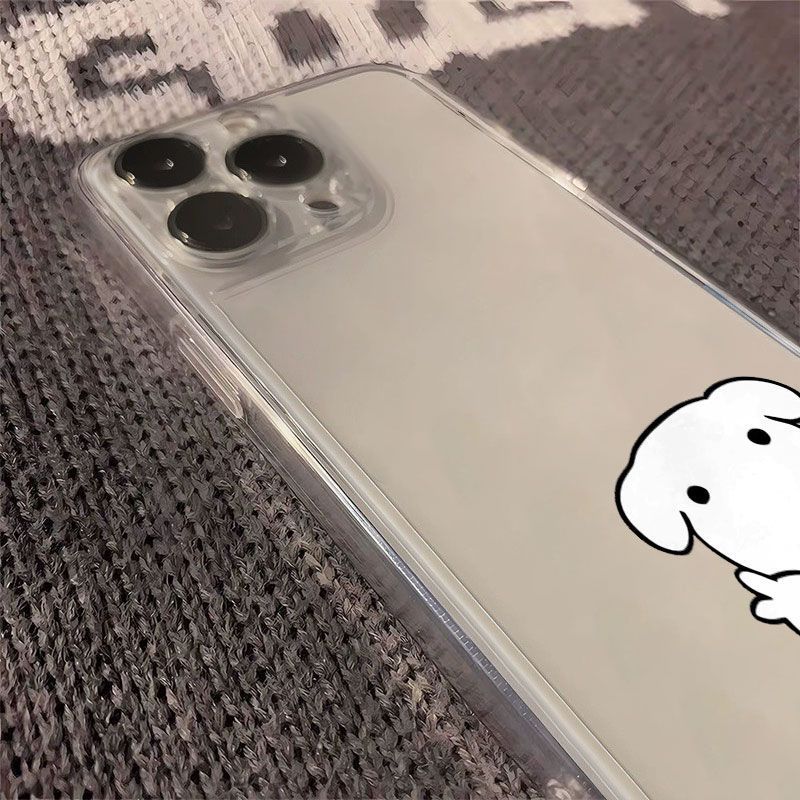 Korean Ins Cute Puppy Cat Transparent Phone Case For IPhone 17 17E 16E 15 Pro Max 12 14 11 16 13 Protective Shell Coque Cover
