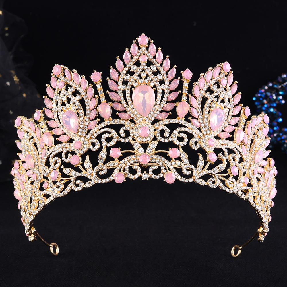 DIEZI Baroque Opal Crystal Flower Tiara For Women Girls Party Luxury Bridal Bride Rhinestone Crown Hair Accessories Jewelry