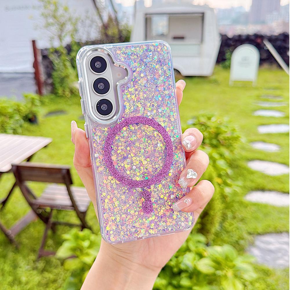 KEYSION Luxuxy Glitter Magnetic Phone Case for MagSafe for Samsung Galaxy S23 S24 S25 S26 Ultra 5G S26+ S25 Plus TPU+PC Shockproof Cover