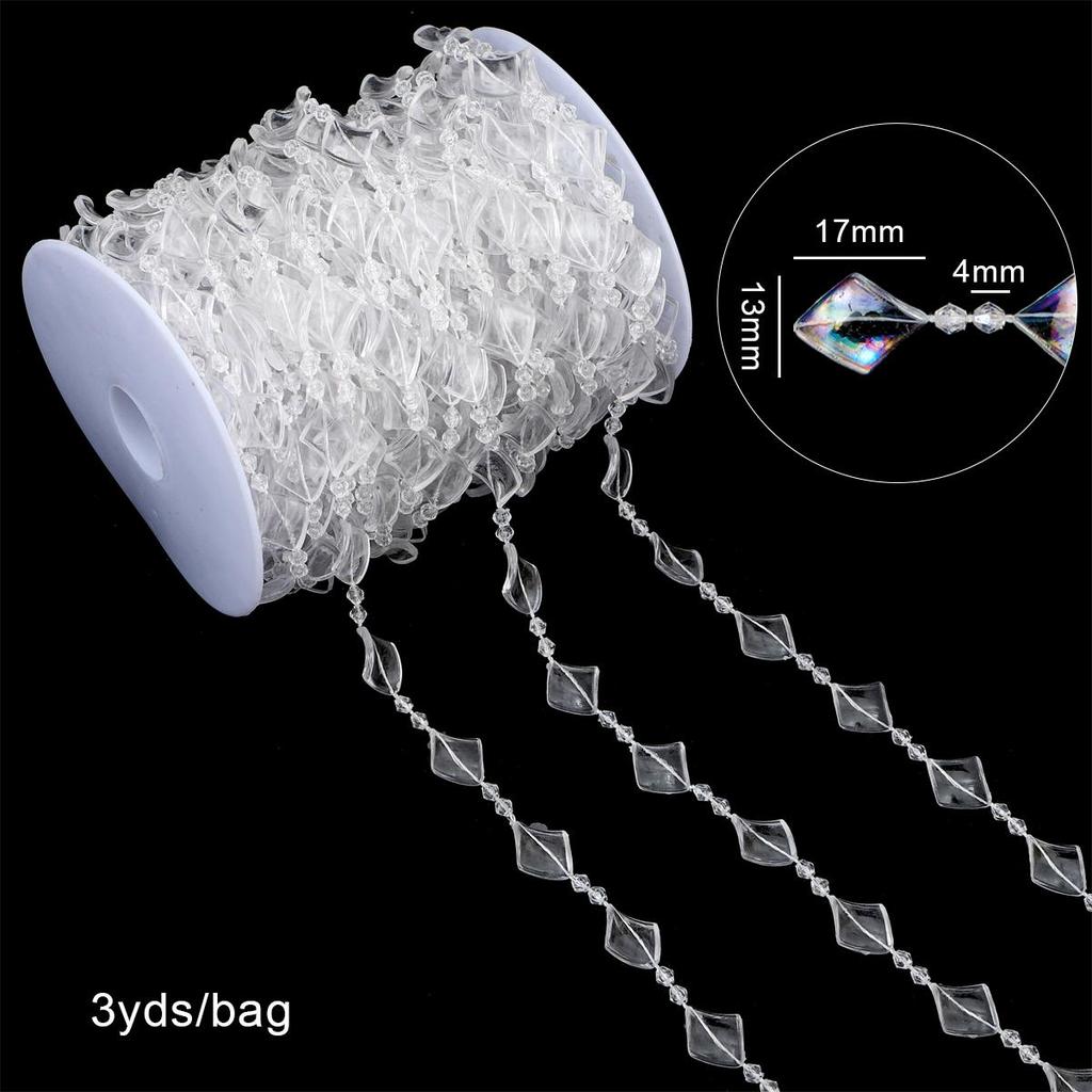 3Yard/ bag Akryl Gjennomsiktige perler for bryllup dekorasjon Hjem Party Ornament Supplies