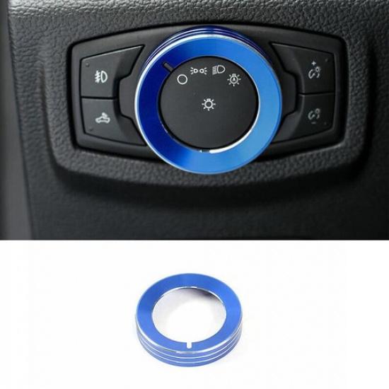 Aluminum For Ford F150 F-150 2015- Button Trim Headlight Button Frame Blue