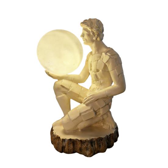 Artistic Thinker Figurine with Night Light Thinking Man Sculpture Resin Statue Decorative Lamp Home Office Desktop Ornament