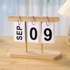 Wooden Perpetual Desk Calendar Daily Desktop Standing Flip Calendar with Day