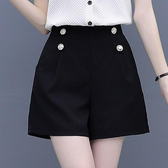Women's Summer Color Block Doll Collar Two-Piece Set: Short Sleeve Top & Shorts