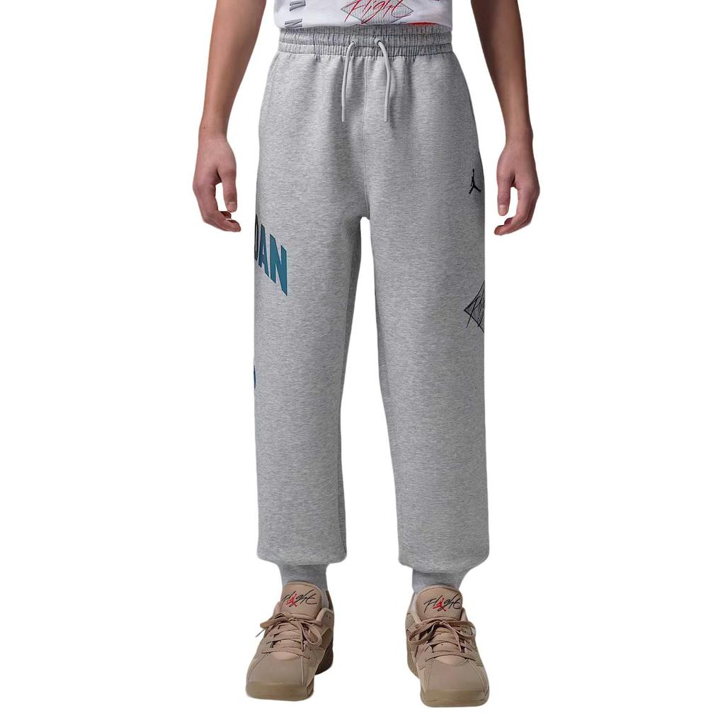 Jordan Kids Knit Sports Pants Dynasty Interlock Letter Print Elastic Waist Long Pants Kids Bottoms IU5389-019