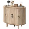 Living Room Sideboard, Oval, 4 Doors, Adjustable Shelves, 90 x 40 x 76 cm, Oak