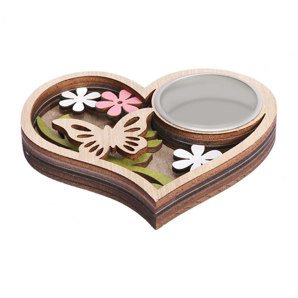 Wooden Candle Holder Carving Butterfly Candle Holder Love Heart Votive Tealight Candle Stand Living Room Candlestick Decoration