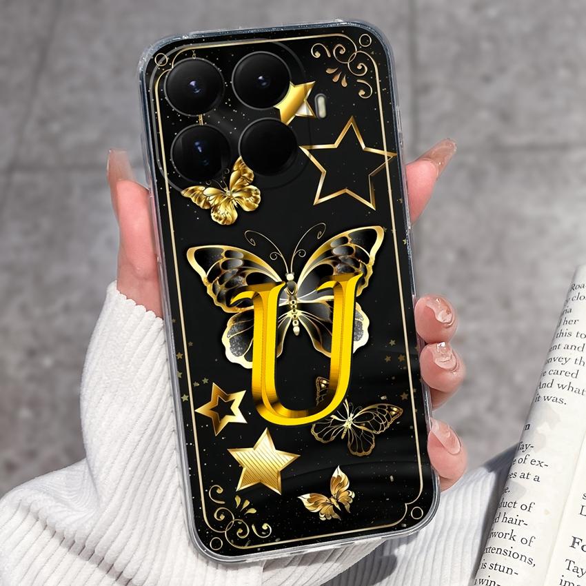 Für Xiaomi 15T 14T 12T 15 14 13 12 Pro 12X 12S 5G Wunderschöne Schmetterlingsbuchstaben Handyhüllen Transparentes Silikon Rutschfeste Rückseitenabdeckungen Für Xiaomi Hülle