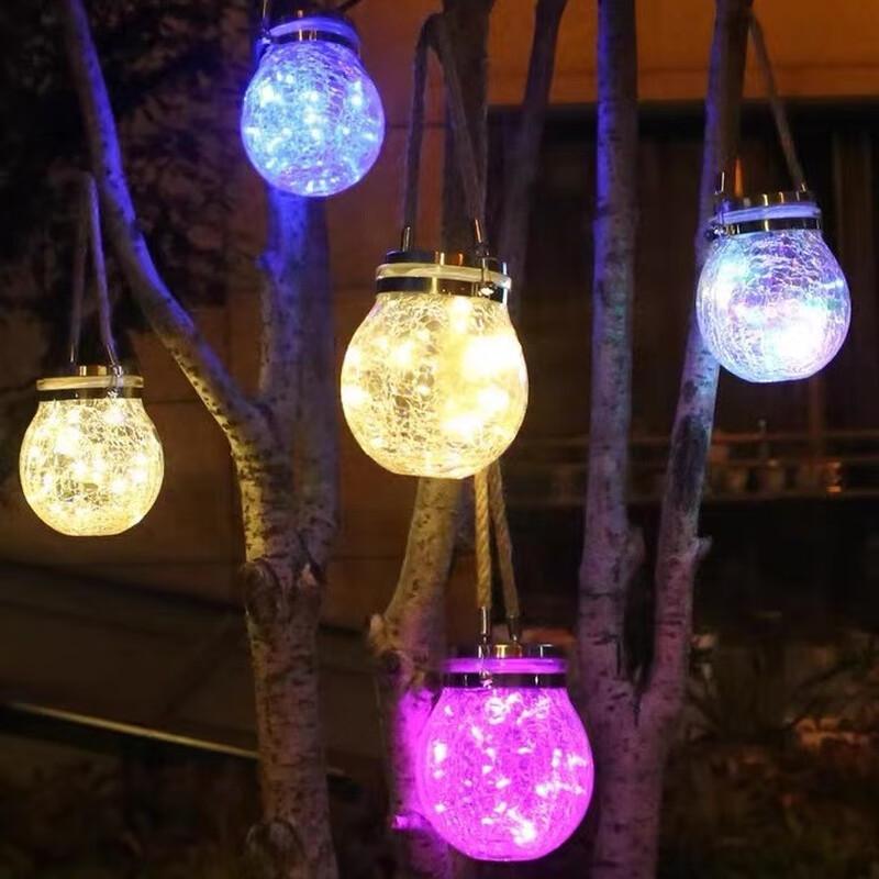 Solar Cracked Glass Mason Jar LED Garden Light