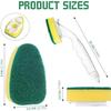 Refillable Dish Scrubber - Detergent Dispensing Sponge Brush with Long Handle for Pots and Pans