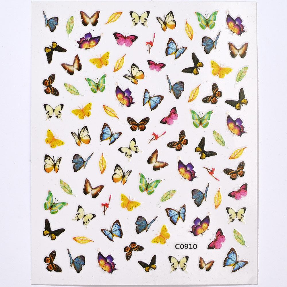 Factory Direct Sales 3D Three-Dimensional Simulation Butterfly Nail Sticker Adhesive Self-Adhesive Sweet Color Butterfly Girl Nail Sticker