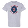 Illinois Fighting Illini Basketball Circle Logo T Shirt - Sport Grey